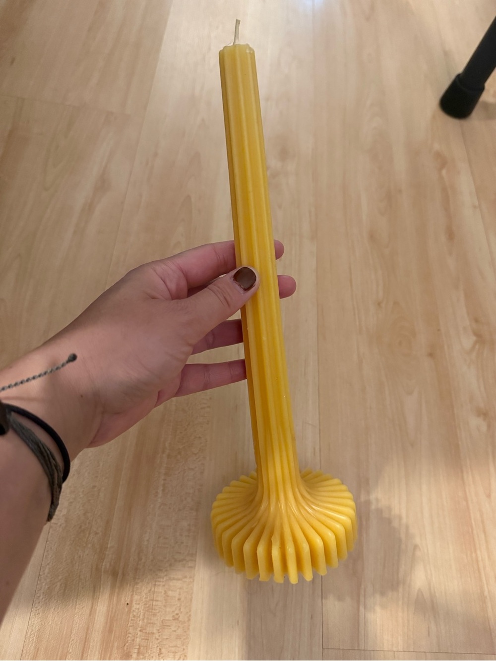 Beeswax Decorative Ribbed Taper Candle